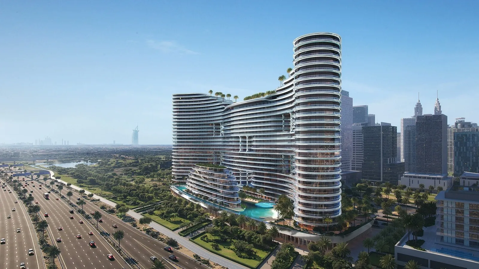Binghatti Aquarise dalga formlu kulesi, Business Bay